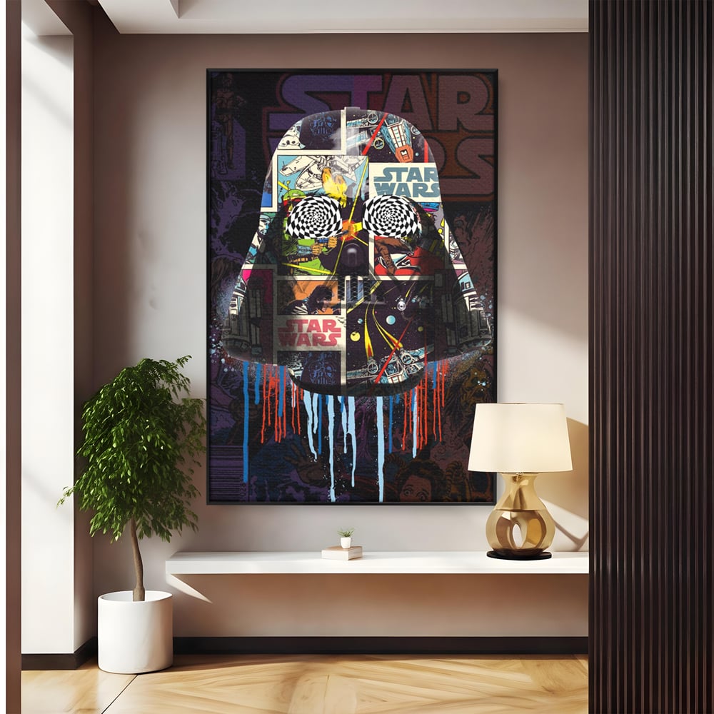 Tablou canvas cu tablou canvas cu darth vader din star wars, in rama de aluminiu negru
